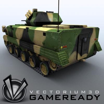 3D Model of Game-ready model of modern Chinese airborne fighting vehicle ZLC2000 with two RGB textures: 1024x1024 for AFV and 1024x512 for track and wheels. - 3D Render 1